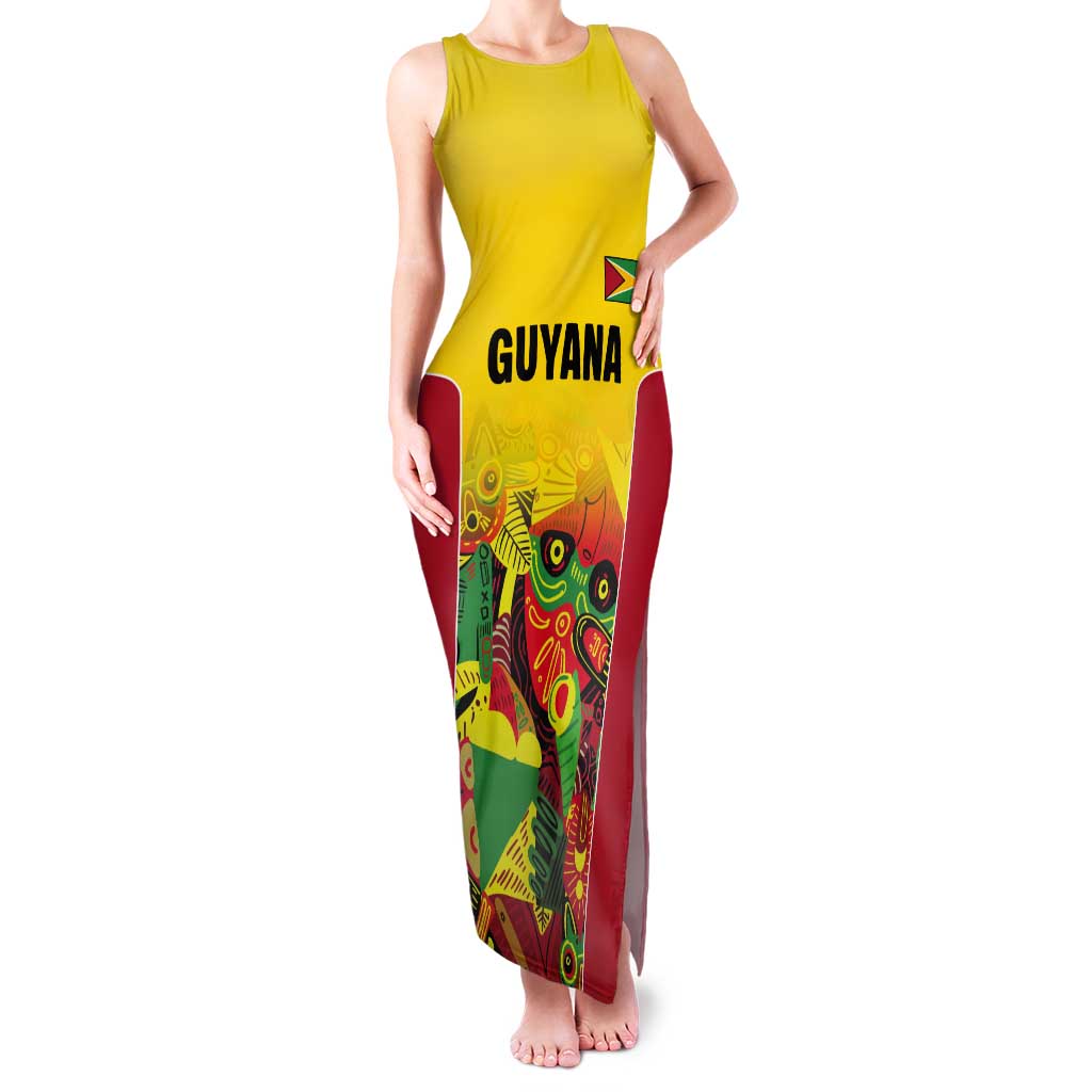 Custom Guyana Football Tank Maxi Dress Golden Jaguars Spirit - Yellow - Wonder Print Shop