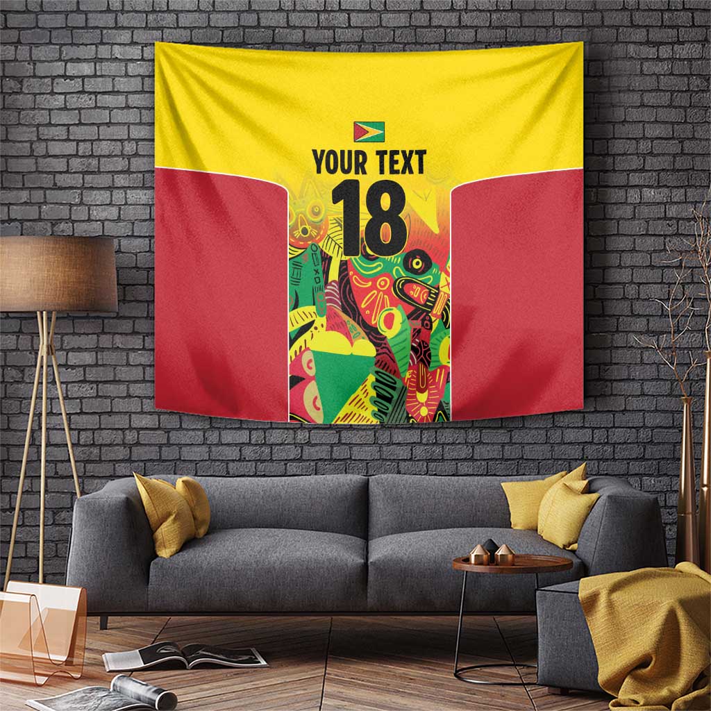 Custom Guyana Football Tapestry Golden Jaguars Spirit - Yellow - Wonder Print Shop