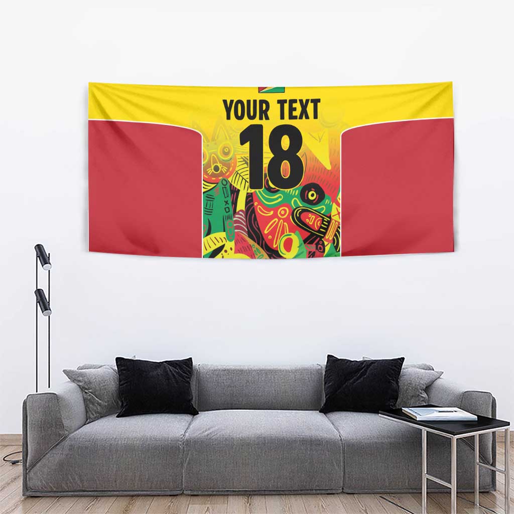 Custom Guyana Football Tapestry Golden Jaguars Spirit - Yellow - Wonder Print Shop