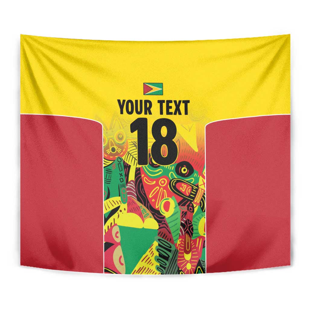Custom Guyana Football Tapestry Golden Jaguars Spirit - Yellow - Wonder Print Shop