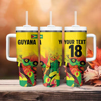 Custom Guyana Football Tumbler With Handle Golden Jaguars Spirit - Yellow - Wonder Print Shop