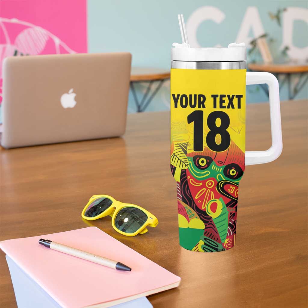 Custom Guyana Football Tumbler With Handle Golden Jaguars Spirit - Yellow - Wonder Print Shop