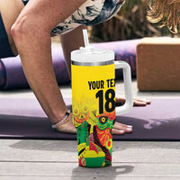 Custom Guyana Football Tumbler With Handle Golden Jaguars Spirit - Yellow - Wonder Print Shop