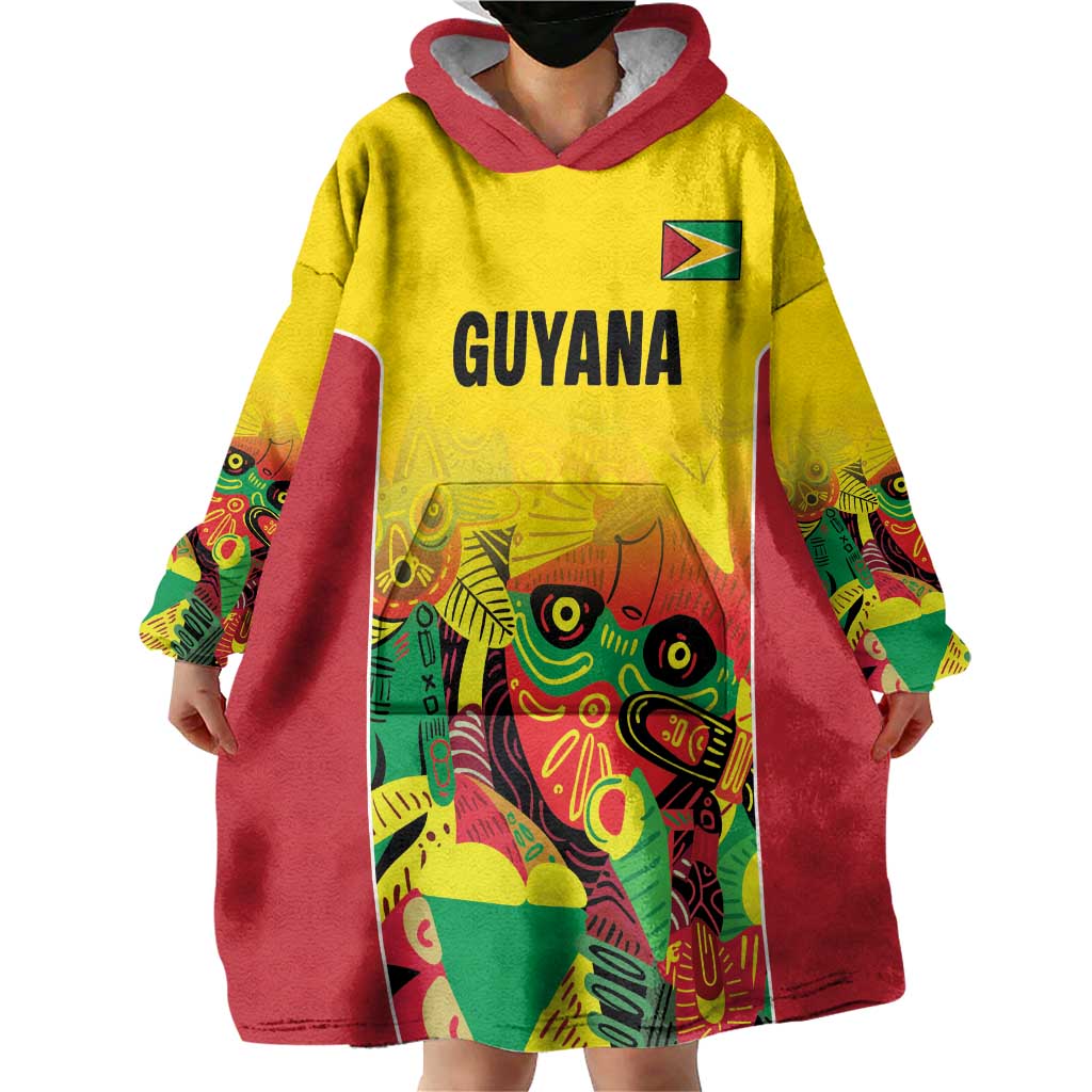 Custom Guyana Football Wearable Blanket Hoodie Golden Jaguars Spirit - Yellow - Wonder Print Shop