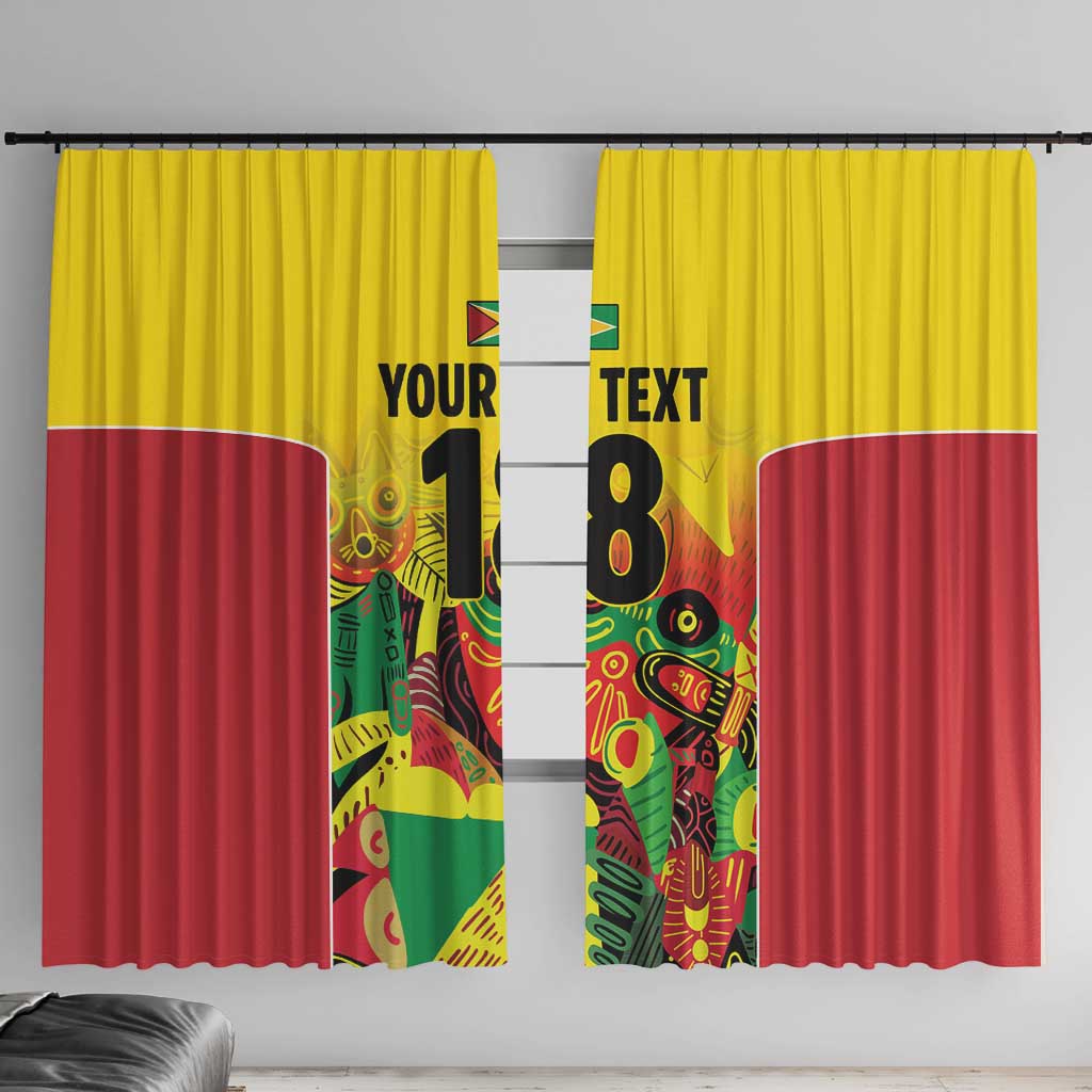 Custom Guyana Football Window Curtain Golden Jaguars Spirit - Yellow - Wonder Print Shop