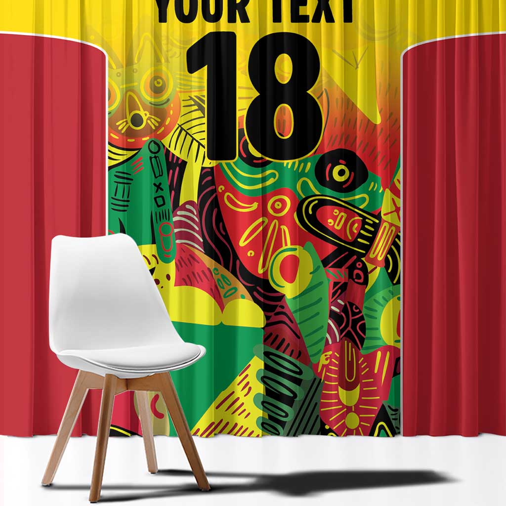 Custom Guyana Football Window Curtain Golden Jaguars Spirit - Yellow - Wonder Print Shop