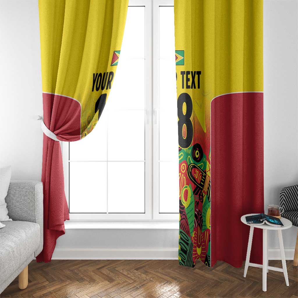 Custom Guyana Football Window Curtain Golden Jaguars Spirit - Yellow - Wonder Print Shop