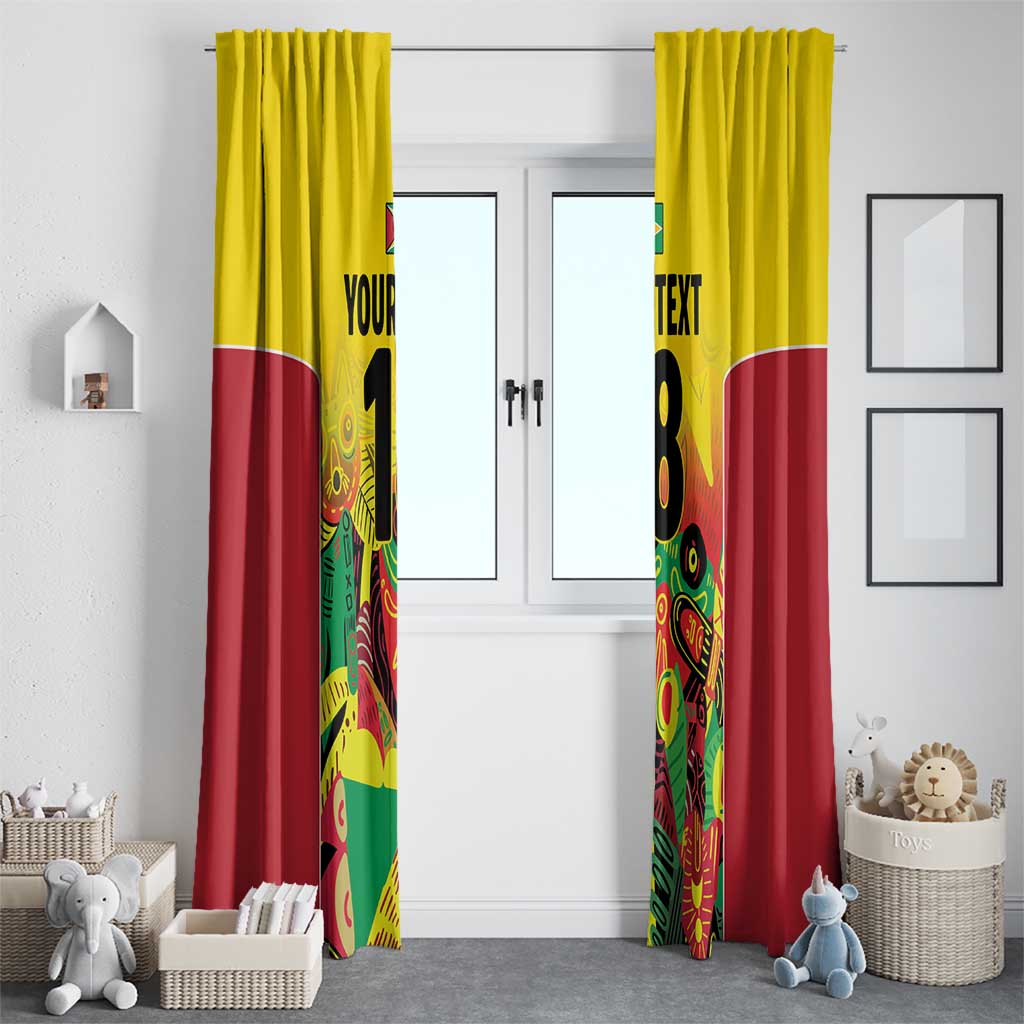 Custom Guyana Football Window Curtain Golden Jaguars Spirit - Yellow - Wonder Print Shop