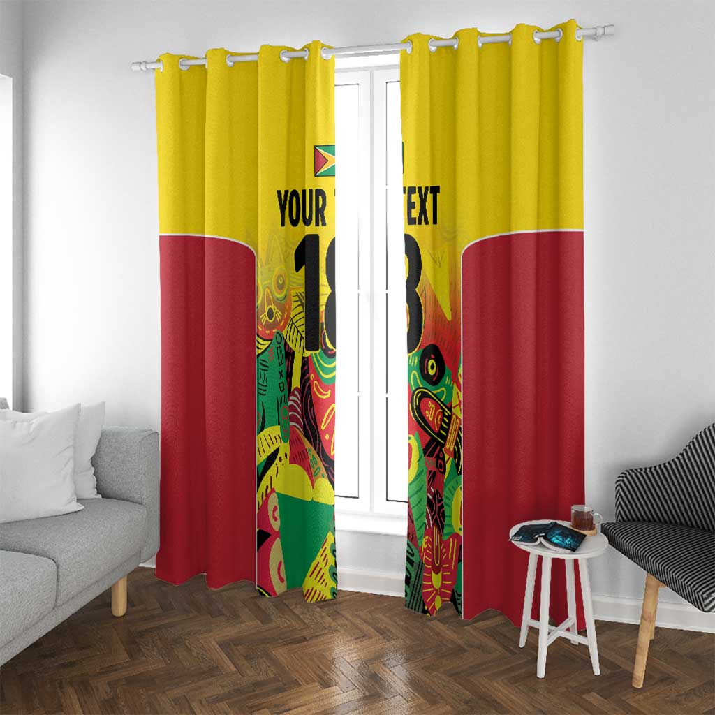 Custom Guyana Football Window Curtain Golden Jaguars Spirit - Yellow - Wonder Print Shop