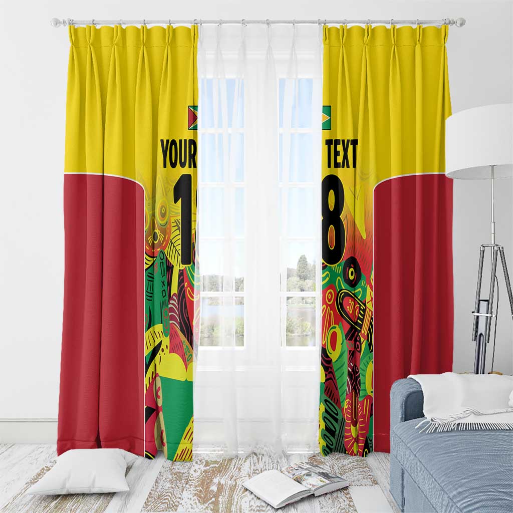 Custom Guyana Football Window Curtain Golden Jaguars Spirit - Yellow - Wonder Print Shop
