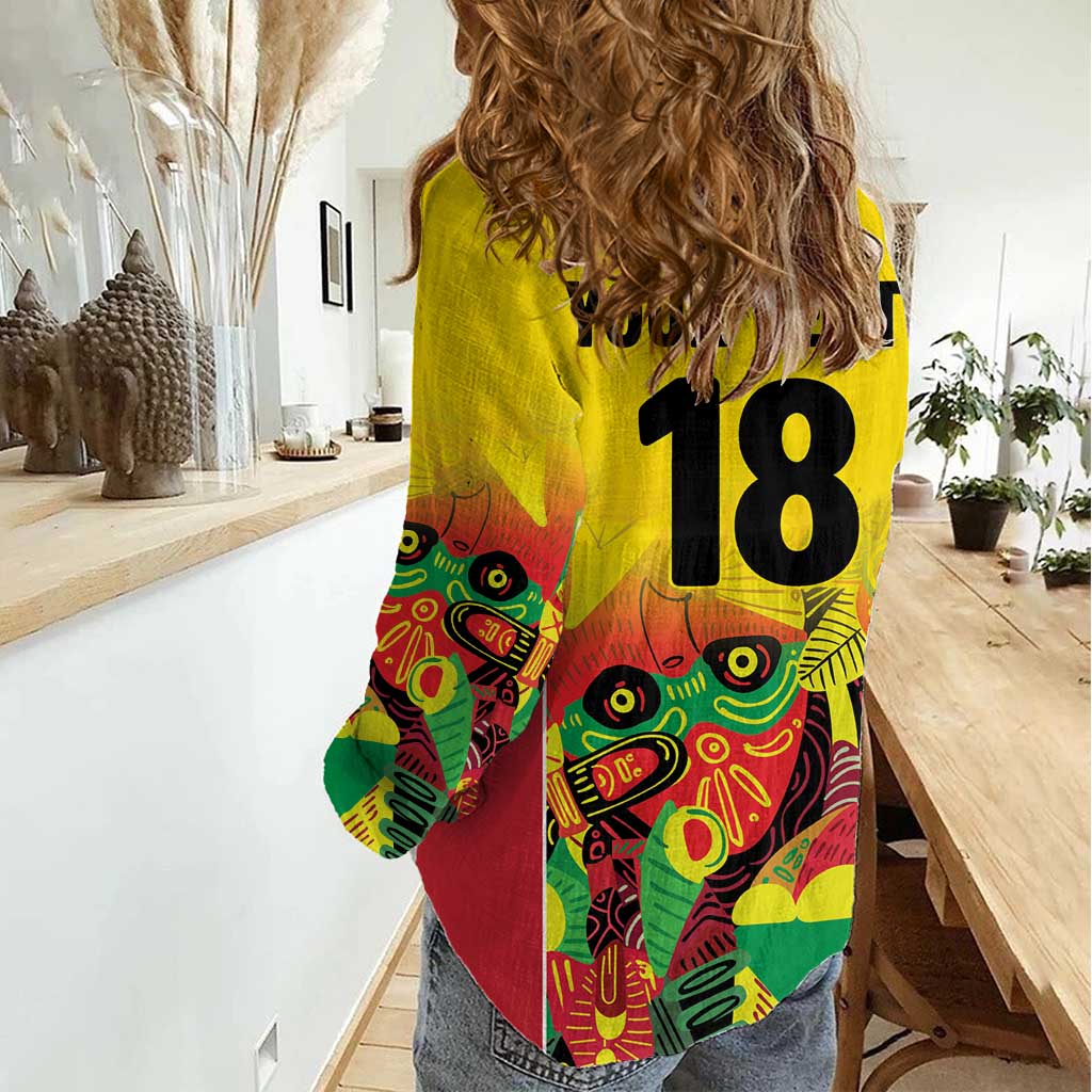Custom Guyana Football Women Casual Shirt Golden Jaguars Spirit - Yellow - Wonder Print Shop