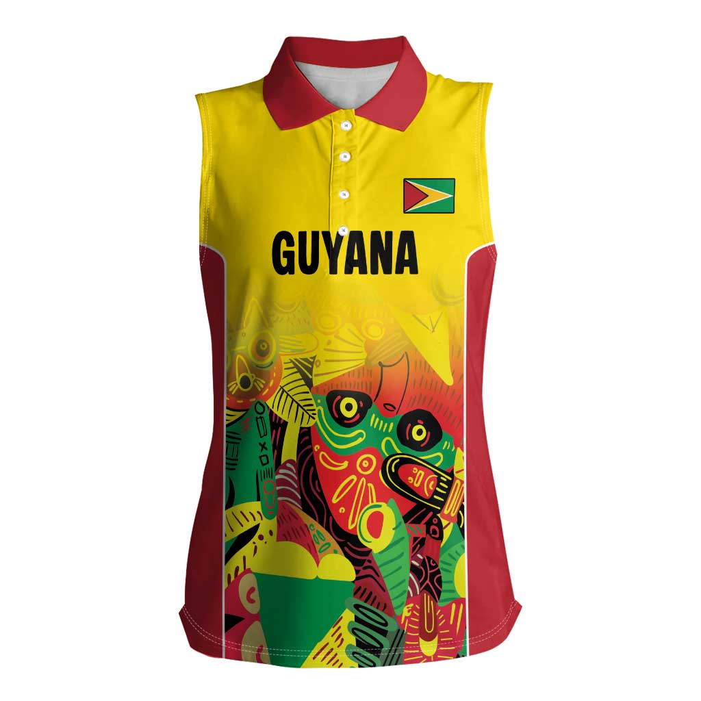 Custom Guyana Football Women Sleeveless Polo Shirt Golden Jaguars Spirit - Yellow - Wonder Print Shop