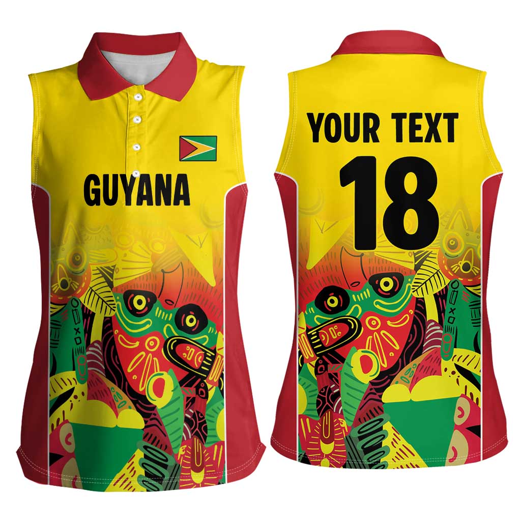 Custom Guyana Football Women Sleeveless Polo Shirt Golden Jaguars Spirit - Yellow - Wonder Print Shop