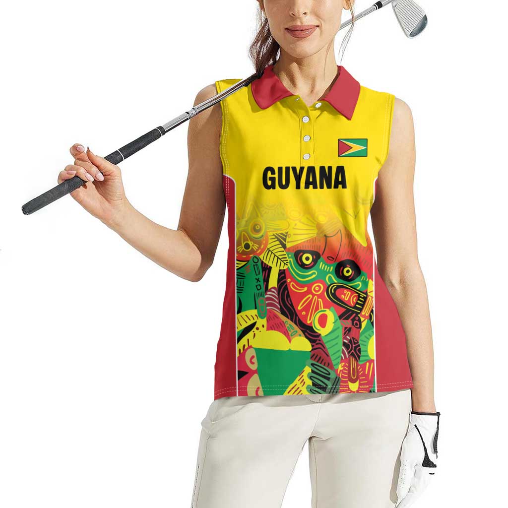 Custom Guyana Football Women Sleeveless Polo Shirt Golden Jaguars Spirit - Yellow - Wonder Print Shop
