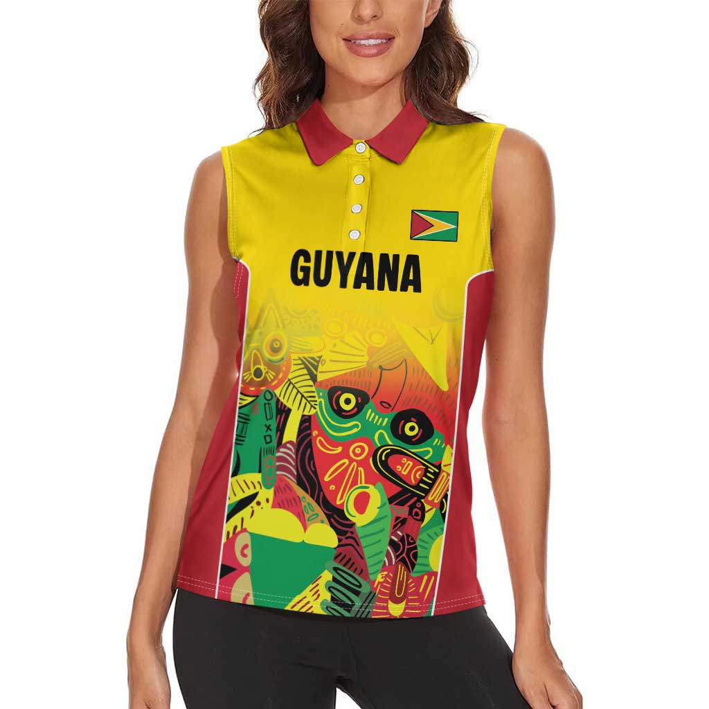 Custom Guyana Football Women Sleeveless Polo Shirt Golden Jaguars Spirit - Yellow - Wonder Print Shop