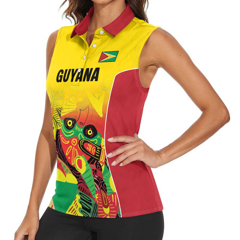 Custom Guyana Football Women Sleeveless Polo Shirt Golden Jaguars Spirit - Yellow - Wonder Print Shop