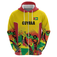 Custom Guyana Football Zip Hoodie Golden Jaguars Spirit - Yellow - Wonder Print Shop