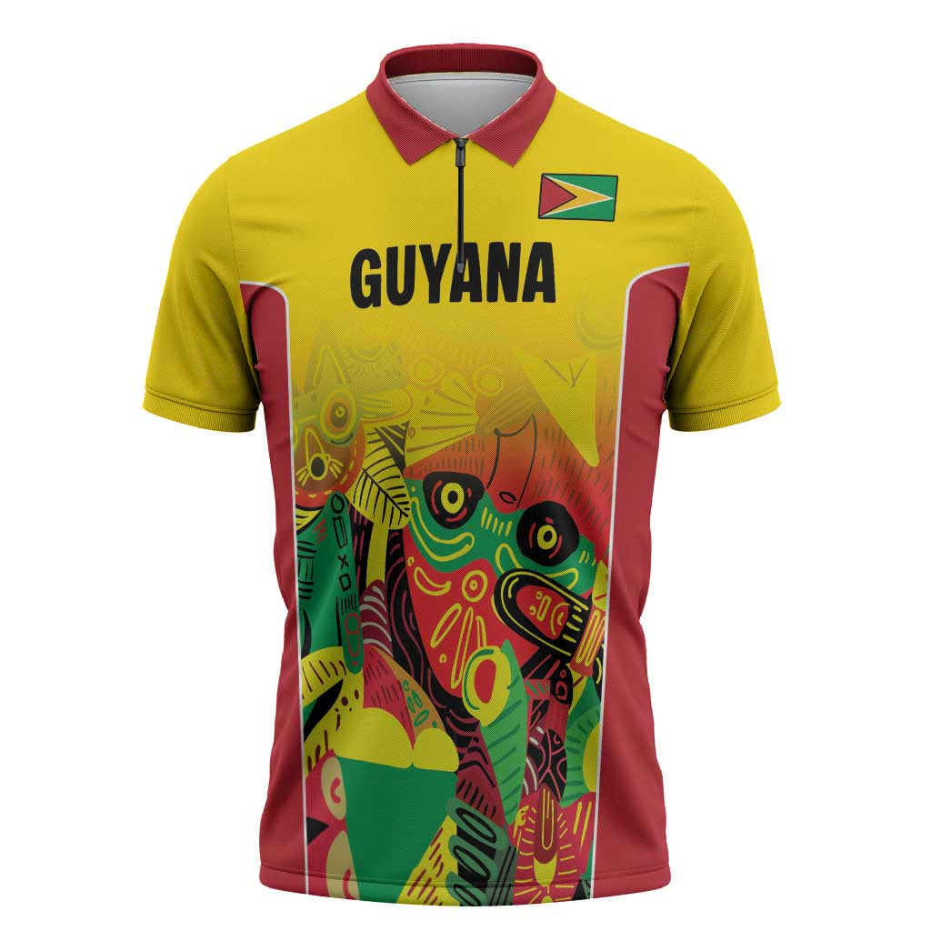 Custom Guyana Football Zipper Polo Shirt Golden Jaguars Spirit - Yellow - Wonder Print Shop