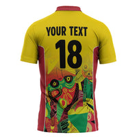 Custom Guyana Football Zipper Polo Shirt Golden Jaguars Spirit - Yellow - Wonder Print Shop