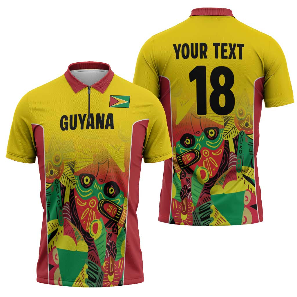Custom Guyana Football Zipper Polo Shirt Golden Jaguars Spirit - Yellow - Wonder Print Shop
