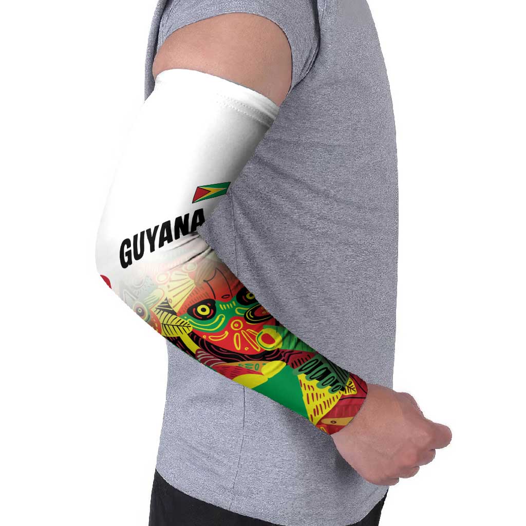 Custom Guyana Football Arm Sleeves Golden Jaguars Spirit - White - Wonder Print Shop