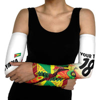 Custom Guyana Football Arm Sleeves Golden Jaguars Spirit - White - Wonder Print Shop