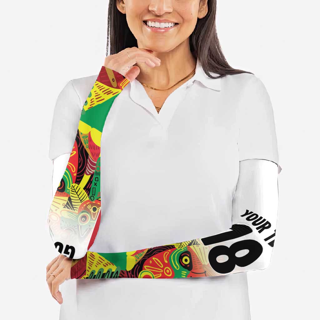 Custom Guyana Football Arm Sleeves Golden Jaguars Spirit - White - Wonder Print Shop