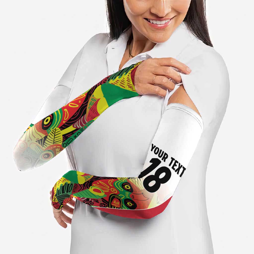 Custom Guyana Football Arm Sleeves Golden Jaguars Spirit - White - Wonder Print Shop