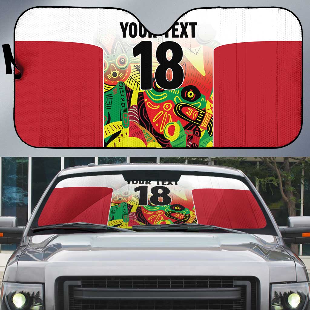 Custom Guyana Football Auto Sun Shade Golden Jaguars Spirit - White - Wonder Print Shop