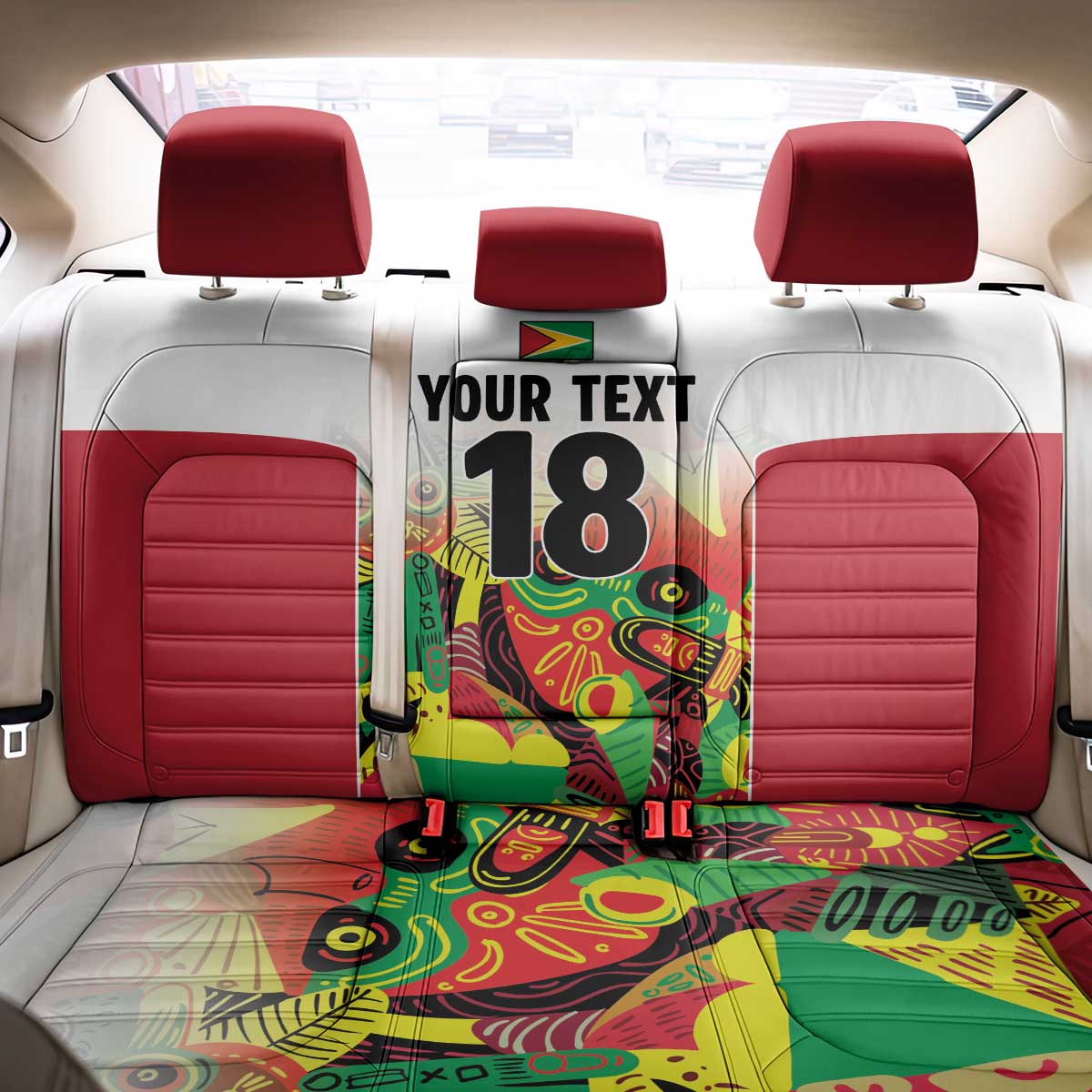 Custom Guyana Football Back Car Seat Cover Golden Jaguars Spirit - White - Wonder Print Shop