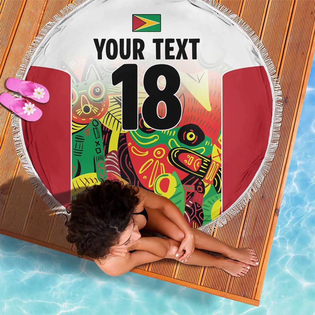 Custom Guyana Football Beach Blanket Golden Jaguars Spirit - White - Wonder Print Shop