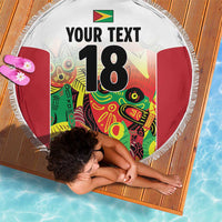 Custom Guyana Football Beach Blanket Golden Jaguars Spirit - White - Wonder Print Shop