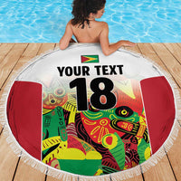 Custom Guyana Football Beach Blanket Golden Jaguars Spirit - White - Wonder Print Shop