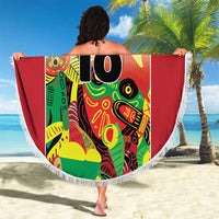 Custom Guyana Football Beach Blanket Golden Jaguars Spirit - White - Wonder Print Shop