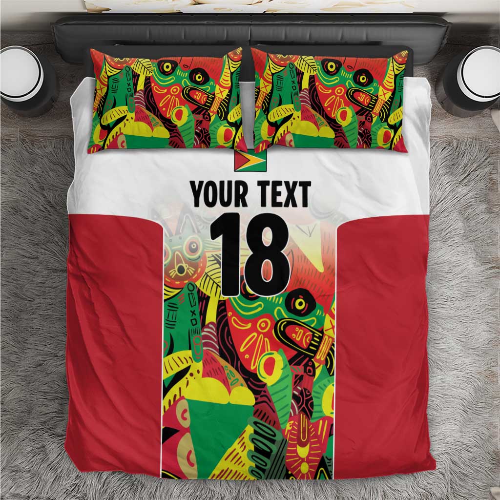Custom Guyana Football Bedding Set Golden Jaguars Spirit - White - Wonder Print Shop