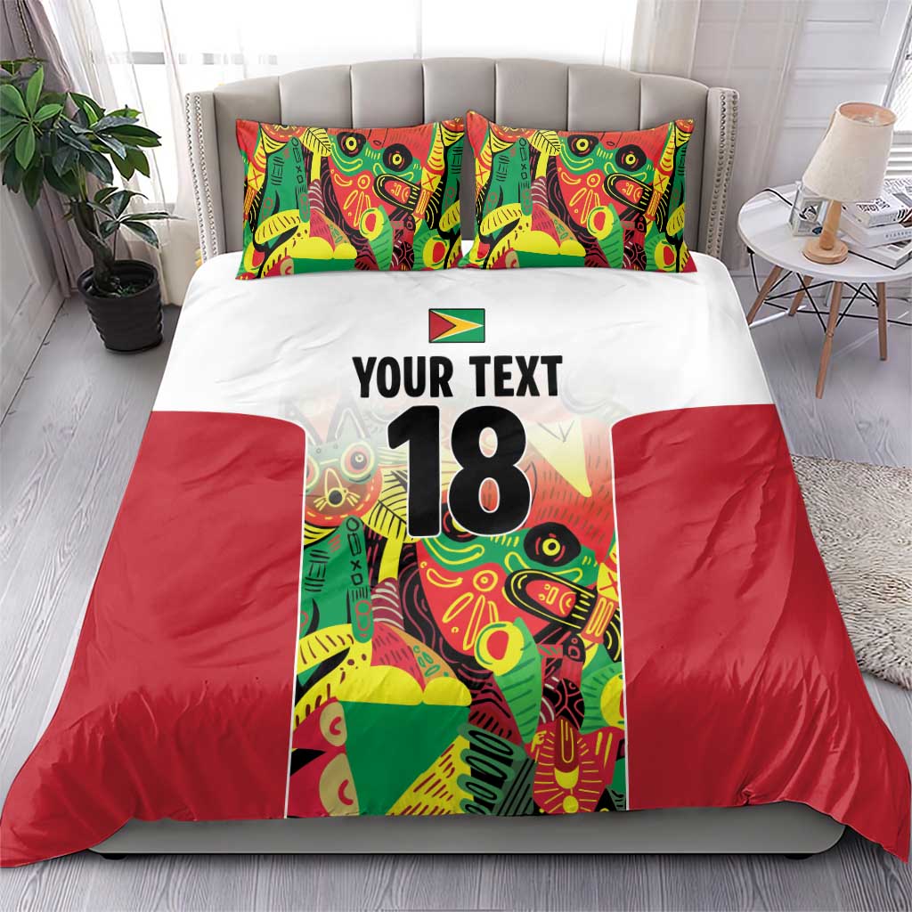 Custom Guyana Football Bedding Set Golden Jaguars Spirit - White - Wonder Print Shop