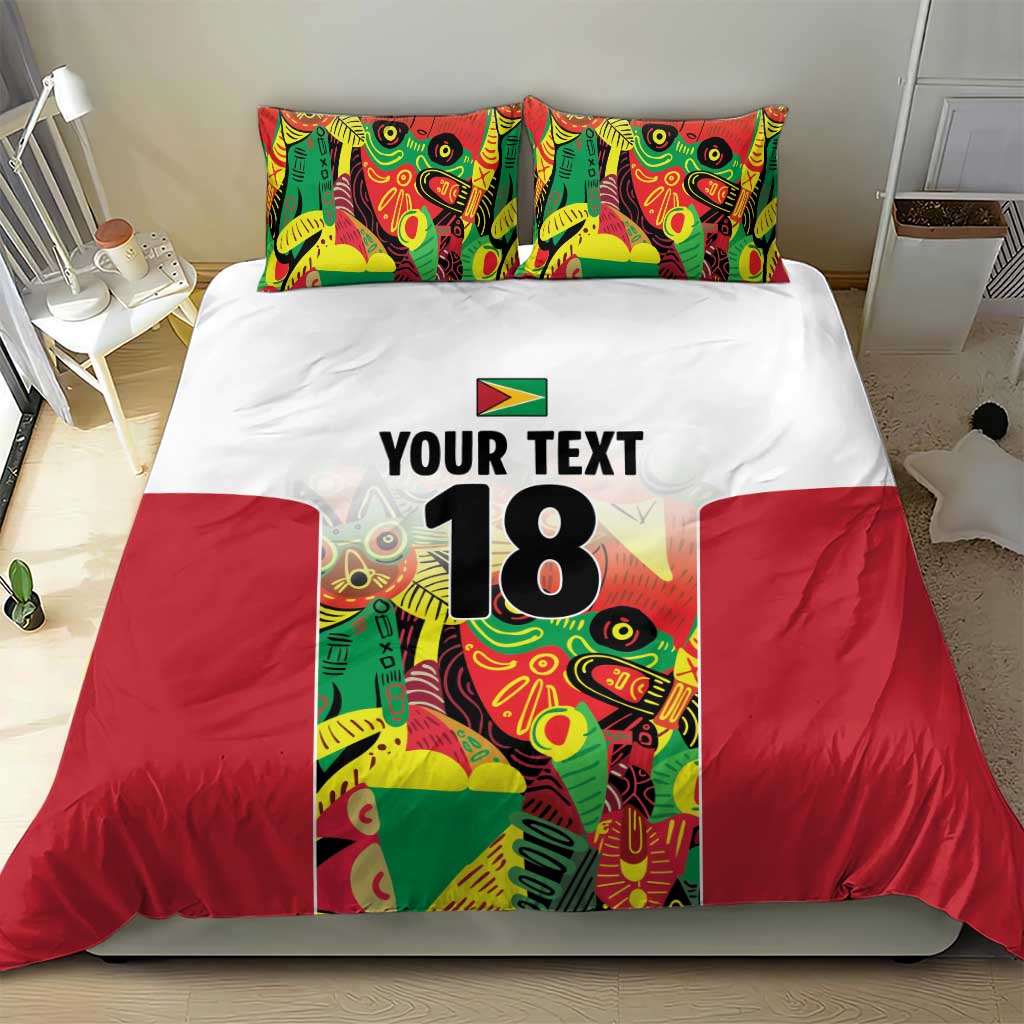 Custom Guyana Football Bedding Set Golden Jaguars Spirit - White - Wonder Print Shop