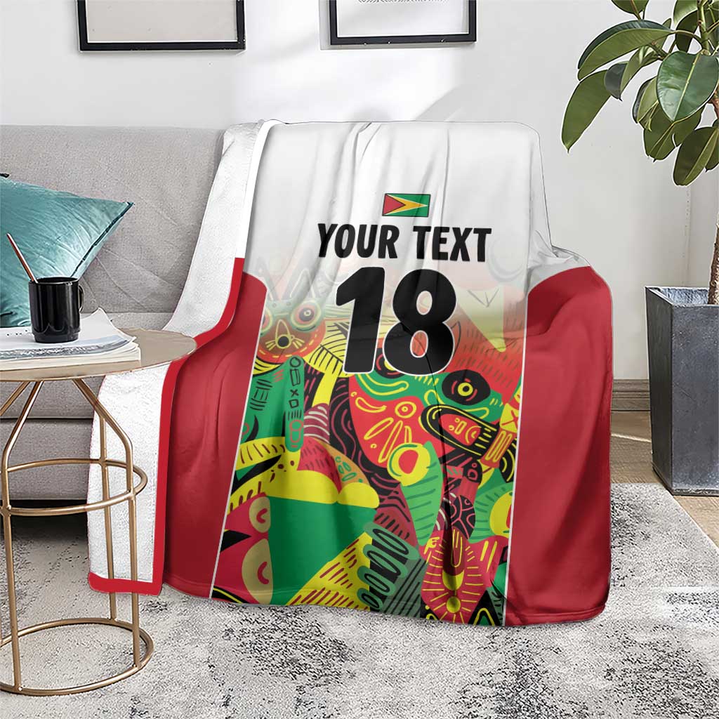Custom Guyana Football Blanket Golden Jaguars Spirit - White - Wonder Print Shop