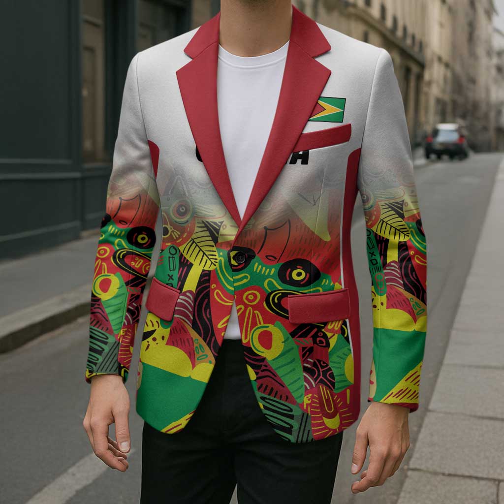 Custom Guyana Football Blazer Golden Jaguars Spirit - White - Wonder Print Shop