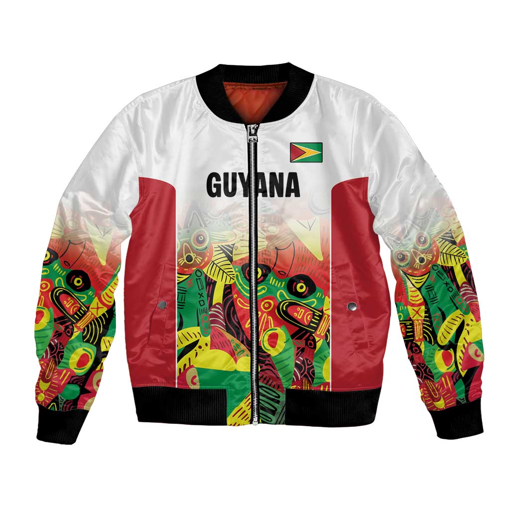 Custom Guyana Football Bomber Jacket Golden Jaguars Spirit - White - Wonder Print Shop