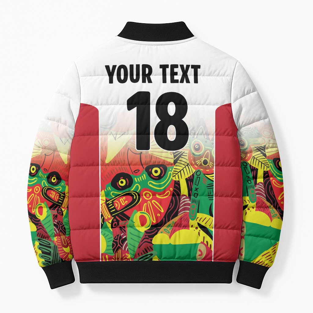 Custom Guyana Football Bomber Puffer Jacket Golden Jaguars Spirit - White - Wonder Print Shop