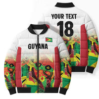 Custom Guyana Football Bomber Puffer Jacket Golden Jaguars Spirit - White - Wonder Print Shop
