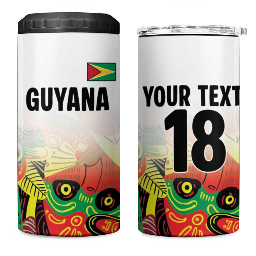 Custom Guyana Football 4 in 1 Can Cooler Tumbler Golden Jaguars Spirit - White - Wonder Print Shop
