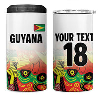 Custom Guyana Football 4 in 1 Can Cooler Tumbler Golden Jaguars Spirit - White - Wonder Print Shop