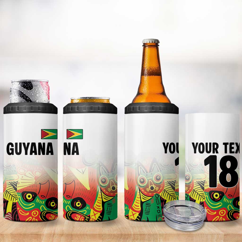 Custom Guyana Football 4 in 1 Can Cooler Tumbler Golden Jaguars Spirit - White - Wonder Print Shop