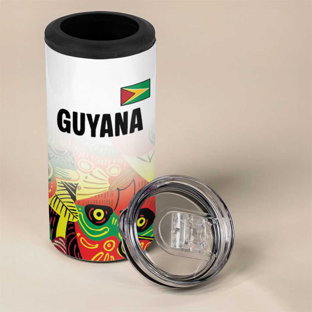 Custom Guyana Football 4 in 1 Can Cooler Tumbler Golden Jaguars Spirit - White - Wonder Print Shop