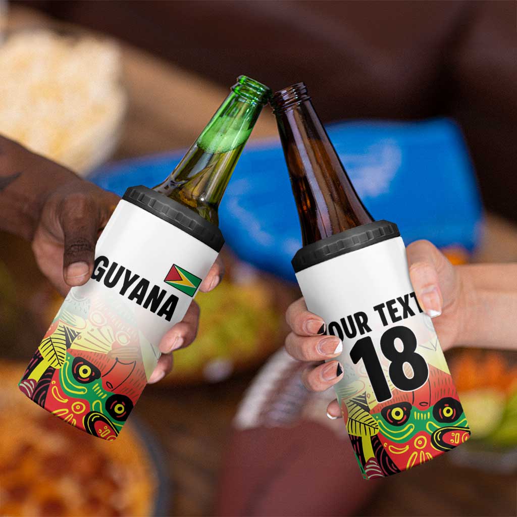 Custom Guyana Football 4 in 1 Can Cooler Tumbler Golden Jaguars Spirit - White - Wonder Print Shop