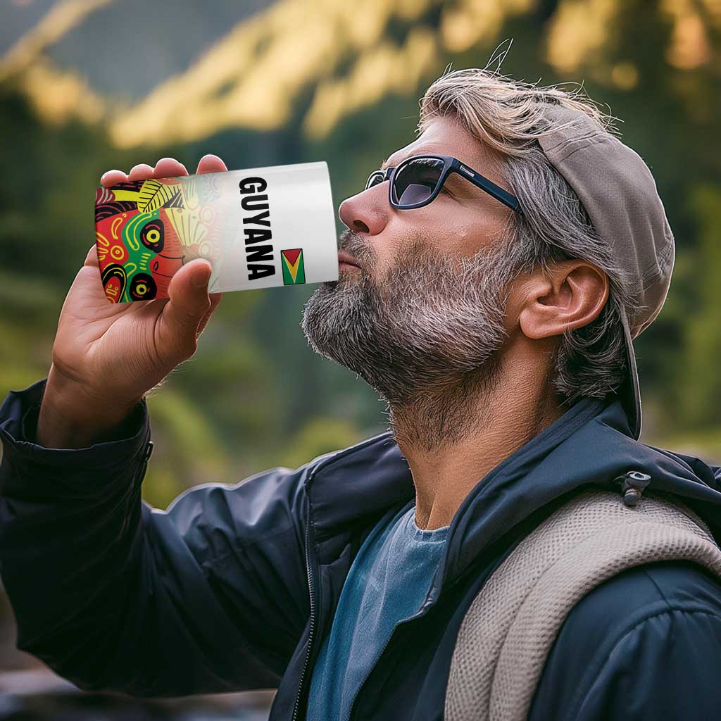 Custom Guyana Football 4 in 1 Can Cooler Tumbler Golden Jaguars Spirit - White - Wonder Print Shop