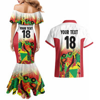 Custom Guyana Football Couples Matching Mermaid Dress and Hawaiian Shirt Golden Jaguars Spirit - White - Wonder Print Shop