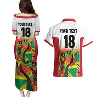 Custom Guyana Football Couples Matching Puletasi and Hawaiian Shirt Golden Jaguars Spirit - White - Wonder Print Shop